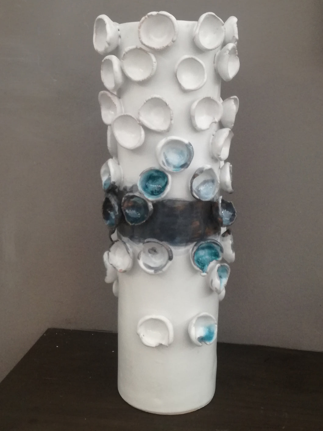 Vaso con inserti floreali / Cylindrical vase with floral inserts (one shot)